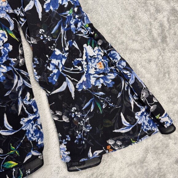 WHBM Ruffle Blouse V-Neck Bell Sleeves Sheer Flowy Romantic Boho Chic Sz 10 - Picture 7 of 10